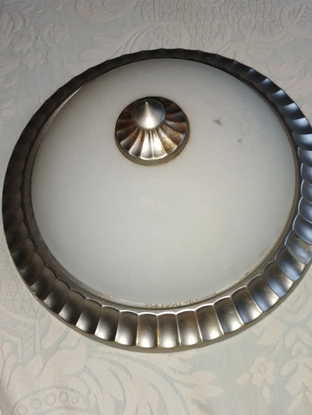 Metal and Frosted Glass Flush Mount Ceiling Light - Silver